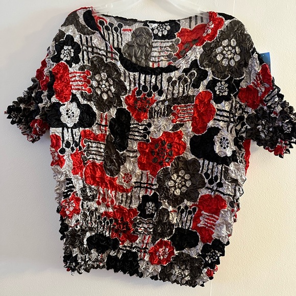 F.C Women's Designer Stretch Short-Sleeve Floral Blouse Top size x large - Picture 2 of 7